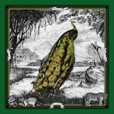 Batic Peacock Feathers din mătase naturală - verde foto