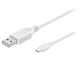 Cablu USB 2.0 A la Micro B 0,3m Alb, Goobay