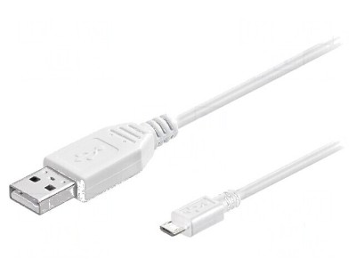 Cablu USB 2.0 A la Micro B 0,6m Alb Fire: Cu foto