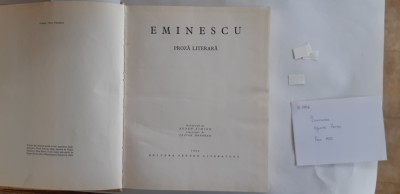 Eminescu, Proza literara. Editie ingr. de Eugen Simion, Bucuresti, 1964 foto