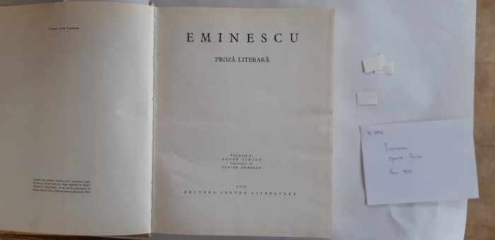 Eminescu, Proza literara. Editie ingr. de Eugen Simion, Bucuresti, 1964