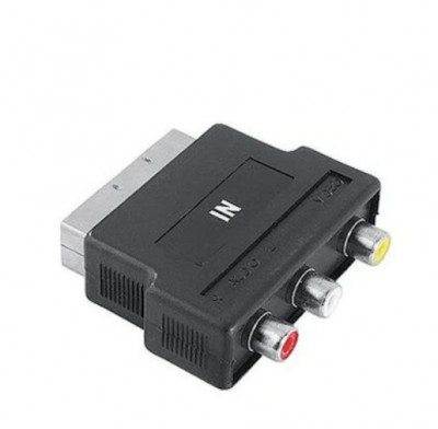 Adaptor Video Hama 3 RCA Female Jacks (Video/Audio L &amp;amp; R) - Scart Male Plug foto