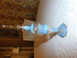 Sticla vintage cristal pictat Bohemia, pentru esenta parfum