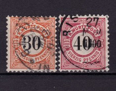 ✅ (S44) Germania veche - Wurttemberg 1900 &quot;Cifra neagra in cerc&quot; , serie Michel nr.61-62 cota 15 Euro , stampilat