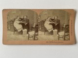 Rar!!! STEREOGRAFIE veche, anii 1897, USA, flirt&acirc;nd cu Mașina lui de scris