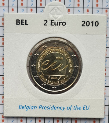 Belgia 2 euro 2010 UNC - Presidency - km 289 - cartonas personalizat D47101 foto