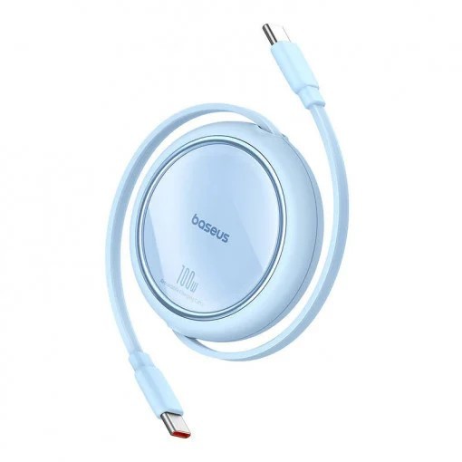 CABLU alimentare si date Baseus Free2Pull Mini, Fast Charging Data Cable pt. smartphone, retractabil, USB Type-C la USB Type-C 60W, 1m, albastru &quot;P103