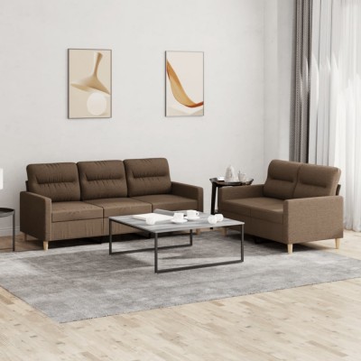 vidaXL Set de canapele cu perne, 2 piese, maro, textil 3201603 foto