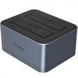 Docking Station Orico 6626C3-C-V1 2-Drive pentru HDD / SSD SATA 2.5inch / 3.5inch, Gri