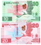 Set Zambia 10-20 Kwacha 2024, P61-62, UNC, Bancnote Africa