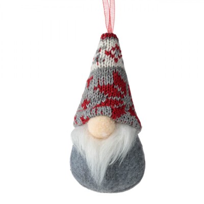 Ornament Brad Crăciun, Gnome, Gri, &amp;Icirc;nălțime 11cm, Poliester foto