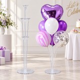 Suport Baloane 7 Tije, Inaltime 70cm, Transparent, Aranjament Baloane Latex/Folie, Baza Stabila, Decoratiuni Petreceri Copii, Aniversari