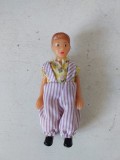 Papusa mica, cauciuc, articulata, vintage, 9.5cm, utilat casa papusii,