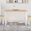 VidaXL Masă de sufragerie &quot;Corona&quot;, alb 112x60x75 cm lemn masiv de pin 4005716