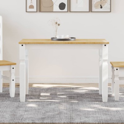 vidaXL Masă de sufragerie &amp;quot;Corona&amp;quot;, alb 112x60x75 cm lemn masiv de pin 4005716 foto