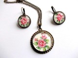 set pandantiv , cercei cu model floral 32680
