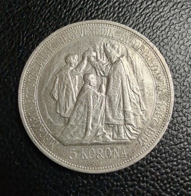 Austro-Ungaria - 5 Korona 1907 Jubiliara - Argint foto