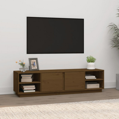vidaXL Comodă TV, maro miere, 156x40x40 cm, lemn masiv de pin foto