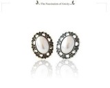 Inel frumos stilizat antic elegant vintage bronz cu piatra opal sidefat