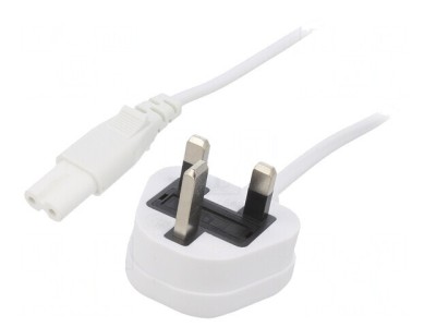 Cablu Alimentare 5m Alb 3A 2x0.75mm2 Mufă BS 1363 la IEC C7 foto
