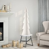vidaXL Brad de Crăciun decorativ, alb, 112 cm, lemn de pin masiv