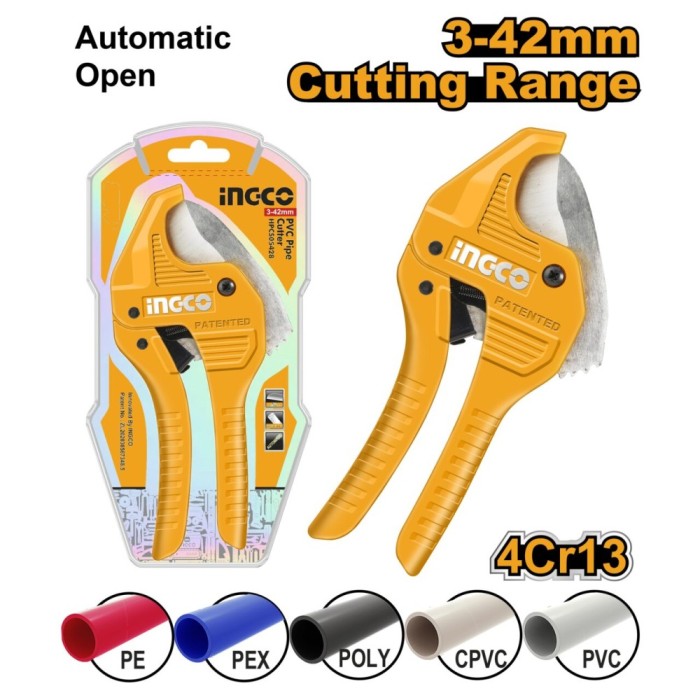 Cleste taietor 193 mm teava pvc ppr cu deschidere automata - Ingco HPCS05428