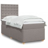 Cumpara ieftin Pat box spring cu saltea, gri taupe, 80x200 cm, textil