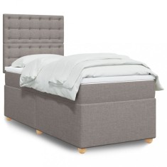 vidaXL Pat box spring cu saltea, gri taupe, 100x200 cm, textil 3291209