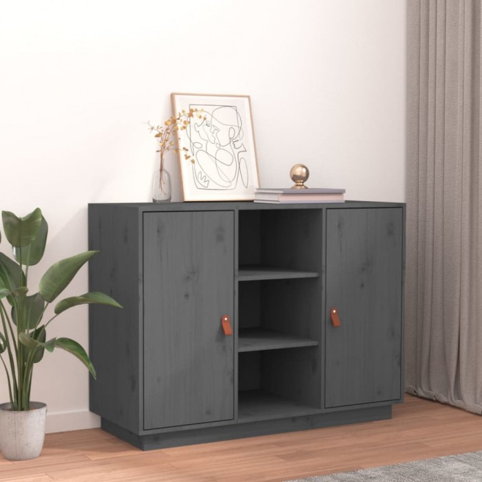 vidaXL Servantă, gri, 100x40x75 cm, lemn masiv de pin