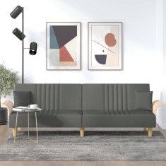 vidaXL Canapea extensibilă cu cotiere, gri &icirc;nchis, textil