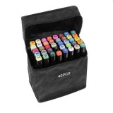 Cumpara ieftin Set 40 markere duble WePro Store, profesionale, subtire si gros, cerneala pe baza de alcool, geanta de depozitare, Multicolore