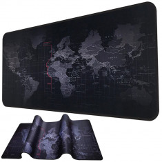 Mousepad XXL , cu Harta Lumii, Calitate Superioara, 80 x 30 cm Negru