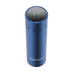 Termos HR-AER-TM45A cu pereti dubli din&nbsp;inox, 450ml, Touch&amp;amp;Light, Albastru