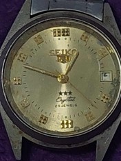 Ceas vechi de mana-ceas de mana SEIKO 25-17 Rubine cu Data,ceas vintage SEIKO CRISTAL ,necuratat ,neservisat-NEfunctional in stare cum se vede-SEIKO 5