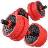 SPORTNOW Set de Greutăți pentru Sală 4 &icirc;n 1 din Plastic și Nisip, Roșu | Aosom Romania