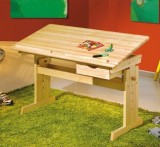 Birou ergonomic pentru copii HM Julia, inaltime reglabila, unghi inclinare ajustabil, lemn, 109x55x63-93 cm, fag