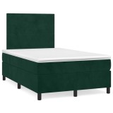 Cumpara ieftin Pat box spring cu saltea, verde inchis, 120x200 cm, catifea