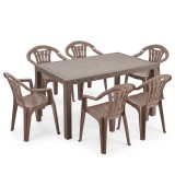 Leano 6+1 set de mobilier de grădină cappuccino