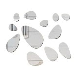 Sticker Decorativ Acril Piatra Argintiu, 12 buc, 35x52 cm, Autoadeziv, Reutilizabil, Detasabil, Rezistent Apa, Perete, Usa, Mobila