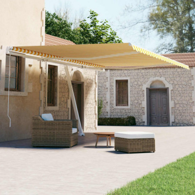 Copertina autonoma retractabila automat galben&amp;amp;alb 600x300 cm GartenMobel Dekor foto