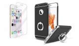 Cumpara ieftin Pachet husa Apple iPhone 6/6S, MyStyle Elegance Luxury 3in1 Ring Black, folie de sticla gratis
