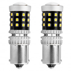 Bec semnalizare AMIO LED Canbus, BA15S P21W R10W R5W Alb 12V/24V, 2016 39SMD 1156, set 2 buc