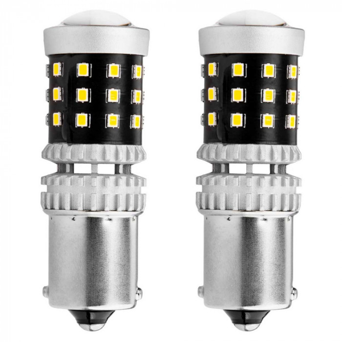 Bec semnalizare AMIO LED Canbus, BA15S P21W R10W R5W Alb 12V/24V, 2016 39SMD 1156, set 2 buc AutoDrive ProParts