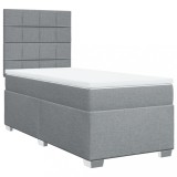 Cumpara ieftin Pat continental cu saltea, gri deschis, 80x200 cm, textil