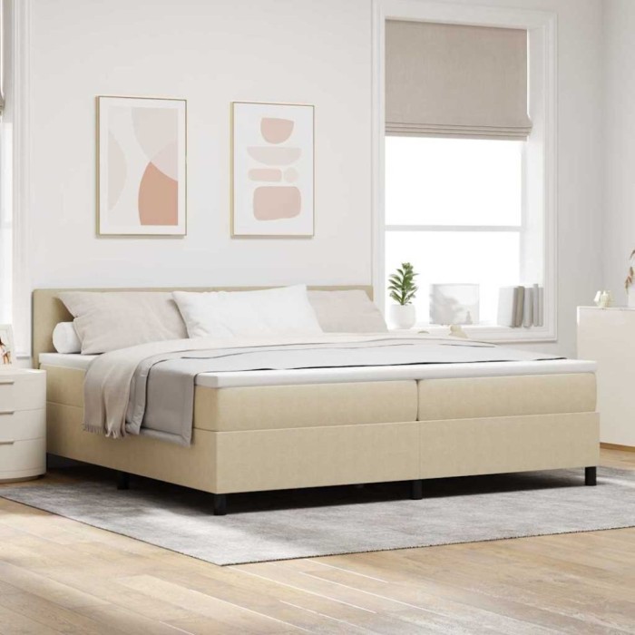 vidaXL Pat cu arcuri Manual Gri deschis și alb. 203 x 200 x 88 cm 3337530