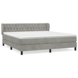 Cumpara ieftin Pat box spring cu saltea, gri deschis, 180x200 cm, catifea
