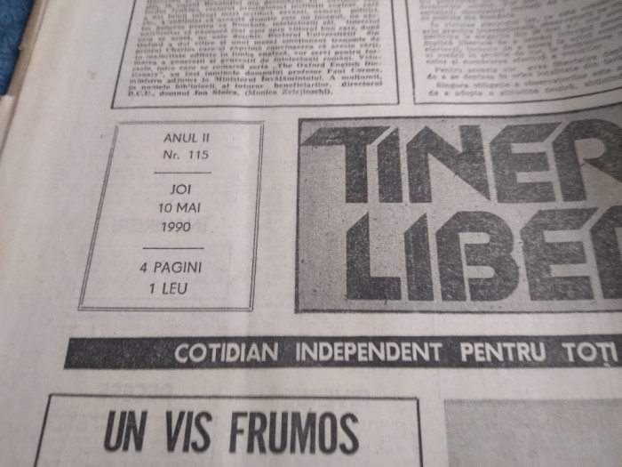 ZIARUL TINERETUL LIBER NR 1115 10 MAI 1990