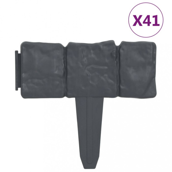 Gard de gazon, 41 buc., 10 m, plastic, aspect piatra
