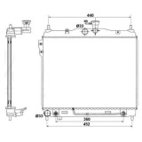 Radiator racire Hyundai Getz (Tb), 08.2002-10.2006, Motorizare 1, 3 60/62kw Benzina, tip climatizare Cu/fara AC, cutie automata, dimensiune 488x372x1