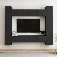 vidaXL Set dulapuri TV, 8 piese, negru, lemn prelucrat